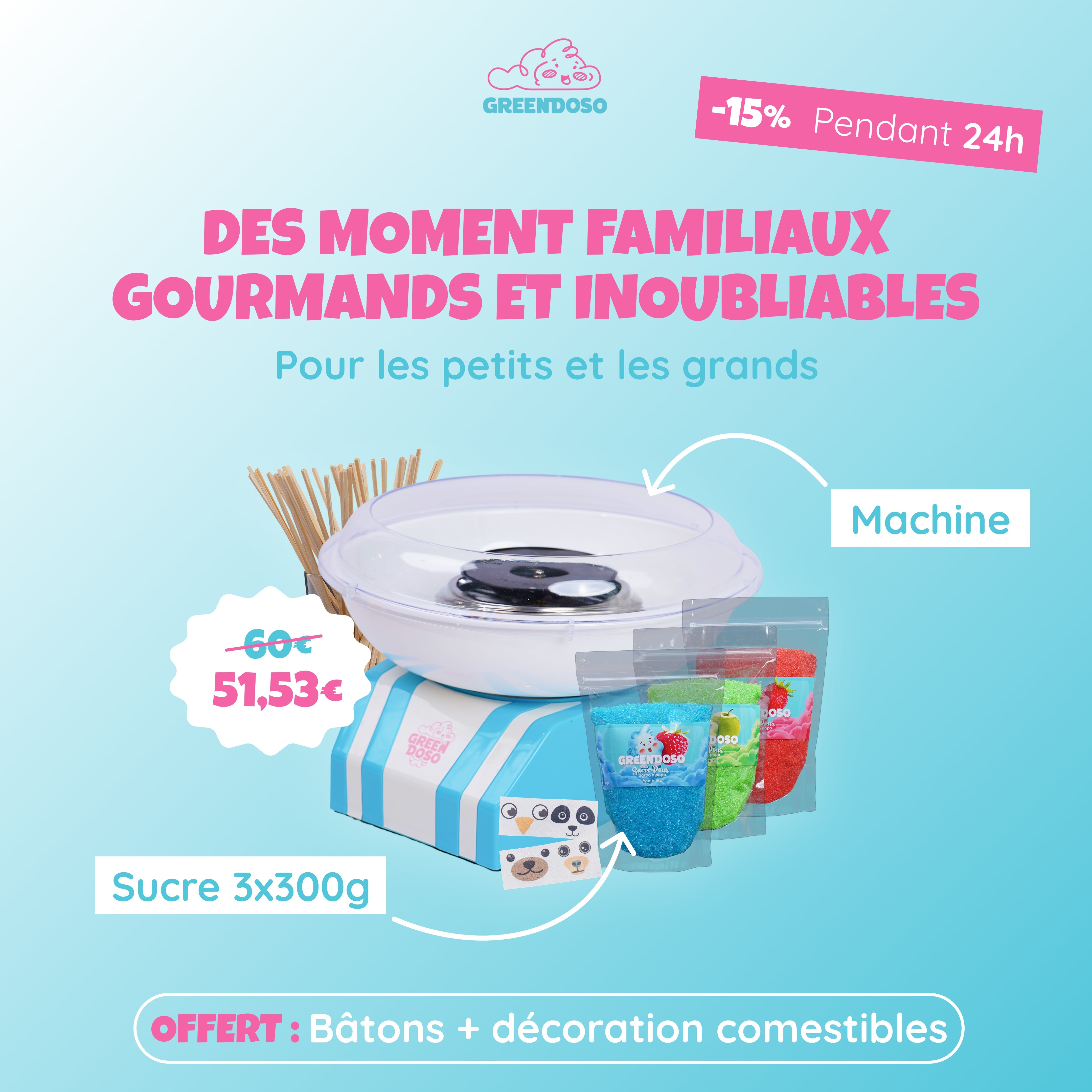 Machine barbe à papa Greendoso